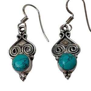 Turquoise and Sterling Silver Drop Earrings